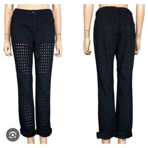 J Brand Aiden Cut Jean Women 24 Black Laser Cut Grunge Skater Boyfriend Denim